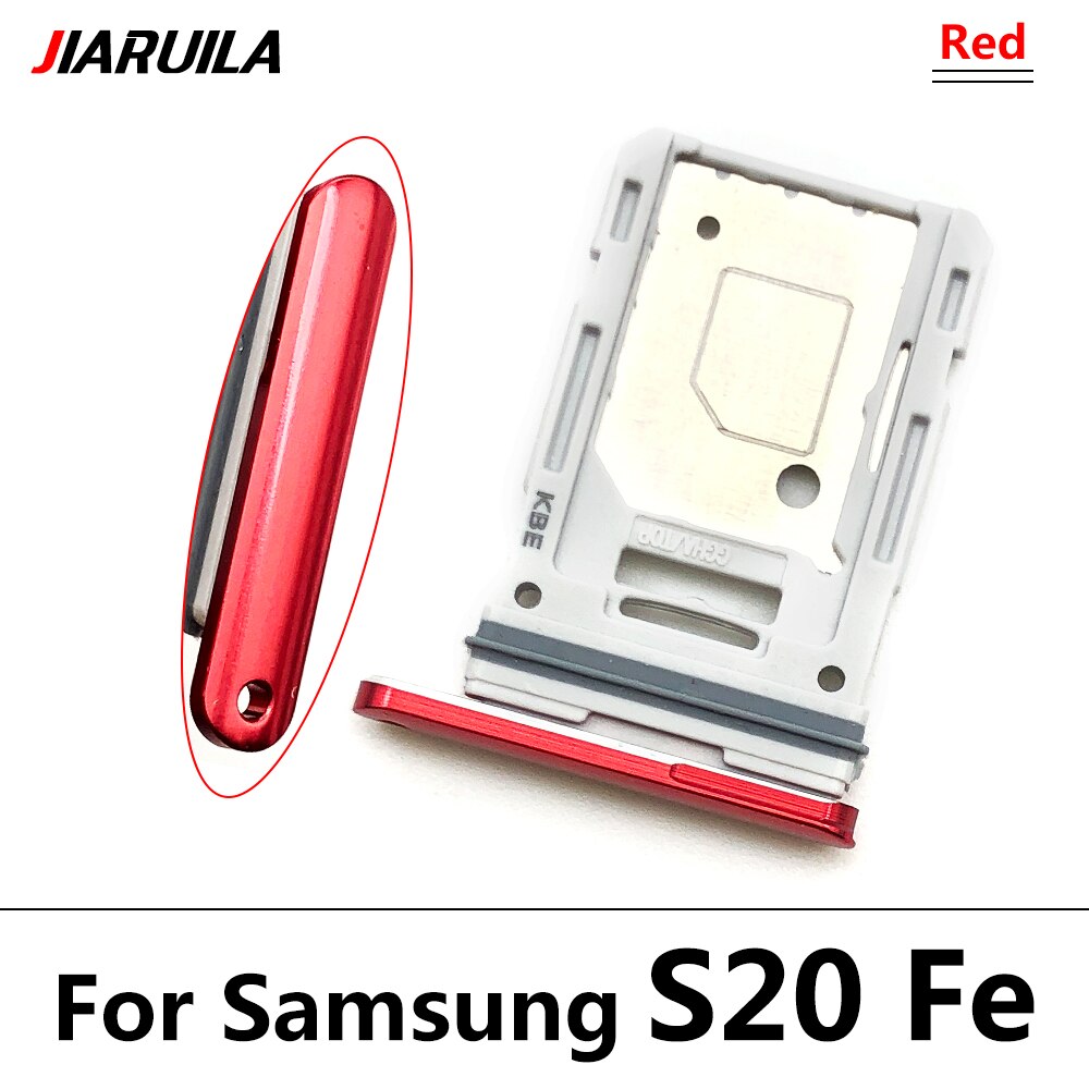 Voor Samsung S20 Fe S21 Telefoon Behuizing Sim-kaart Adapter Micro Sd Card Tray Houder Telefoon Onderdelen: S20 Fe Red