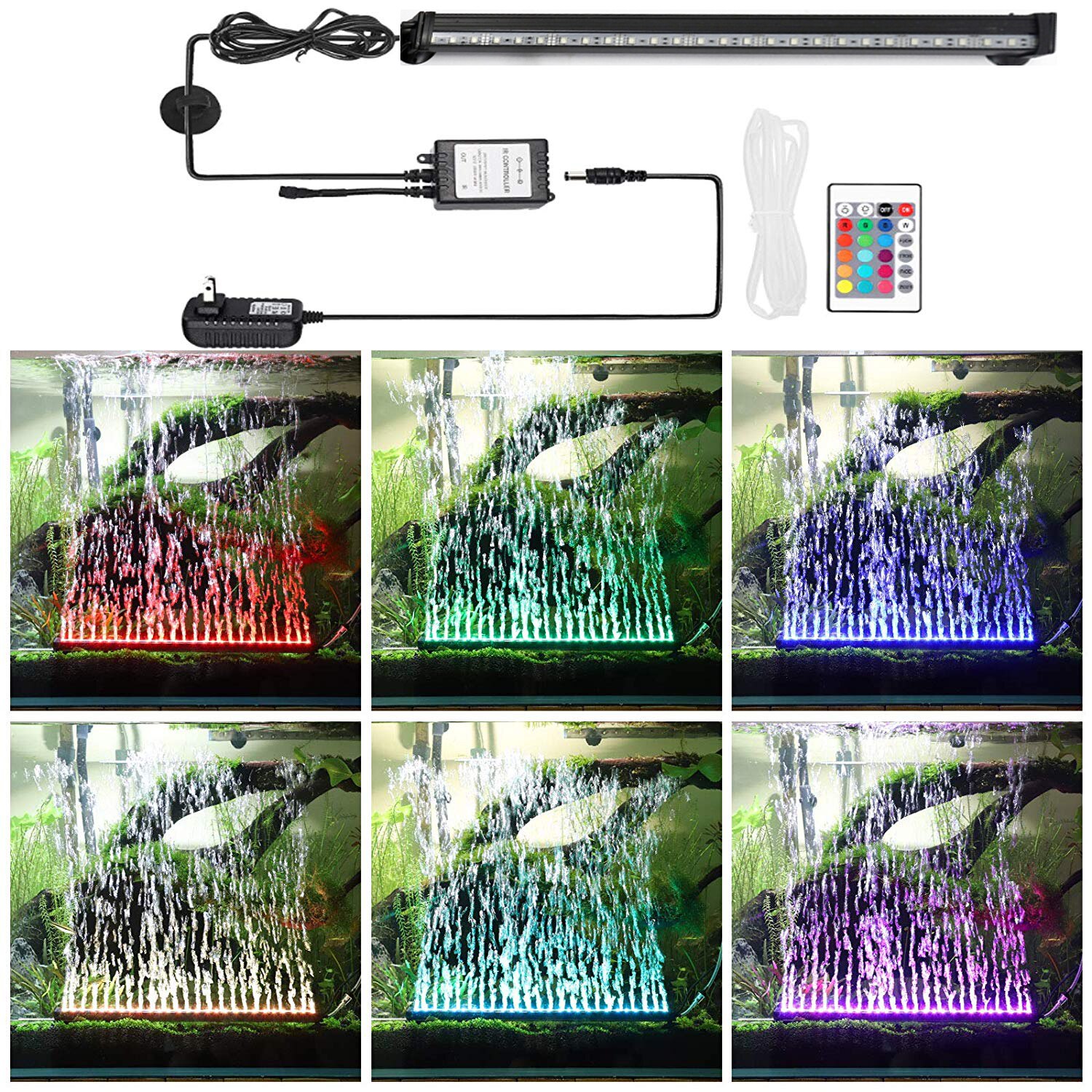 46Cm 18Inch 240V Aquarium Led Verlichting Back Light Lamp Air Bubble Vis Tanks Rgb Beam Plafond Onderwater waterdichte D40