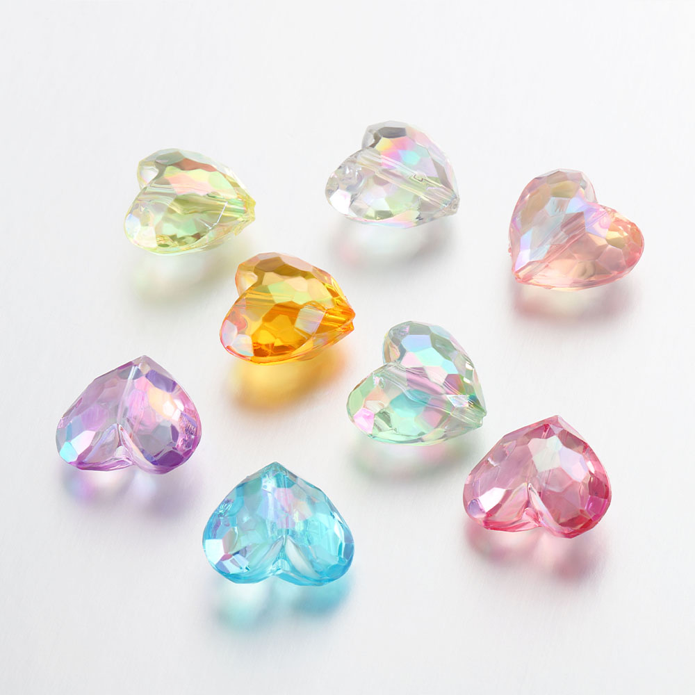 20szt Akrylowe koraliki Love Heart Shiny Mix AB Color Duże kryształowe luźne koraliki dystansowe do naszyjnika Bransoletka Wisiorek Biżuteria