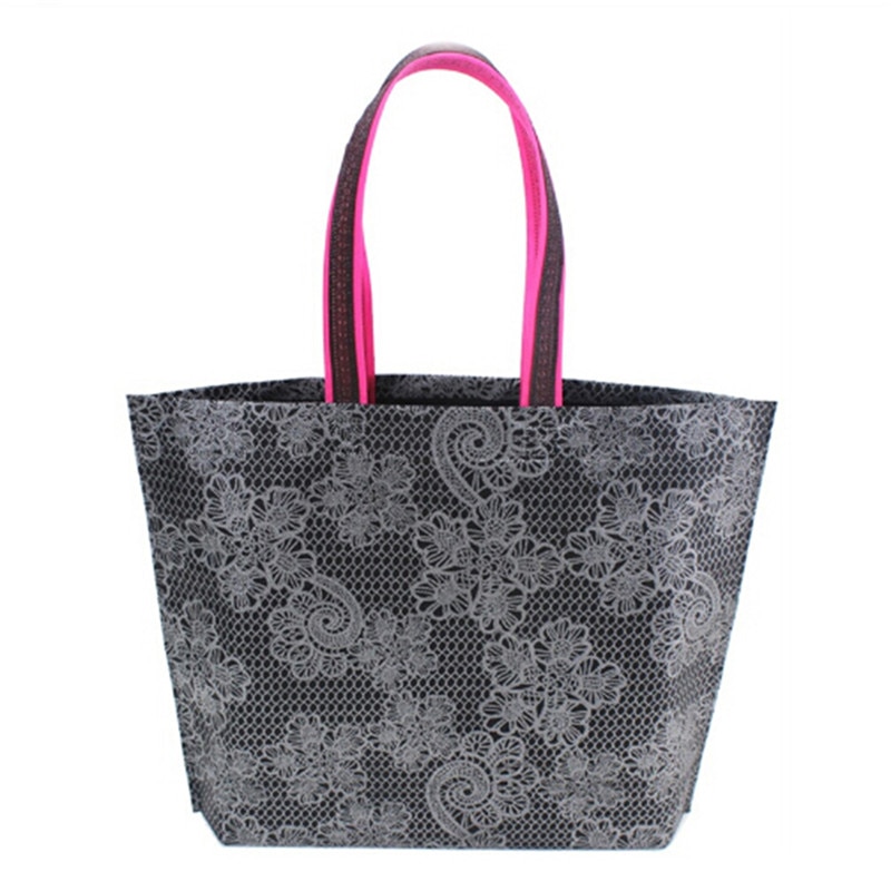 Printing Foldable Black Shopping Bag Tote Folding Pouch Handbags Convenient Large-capacity Storage Bags 3 Style