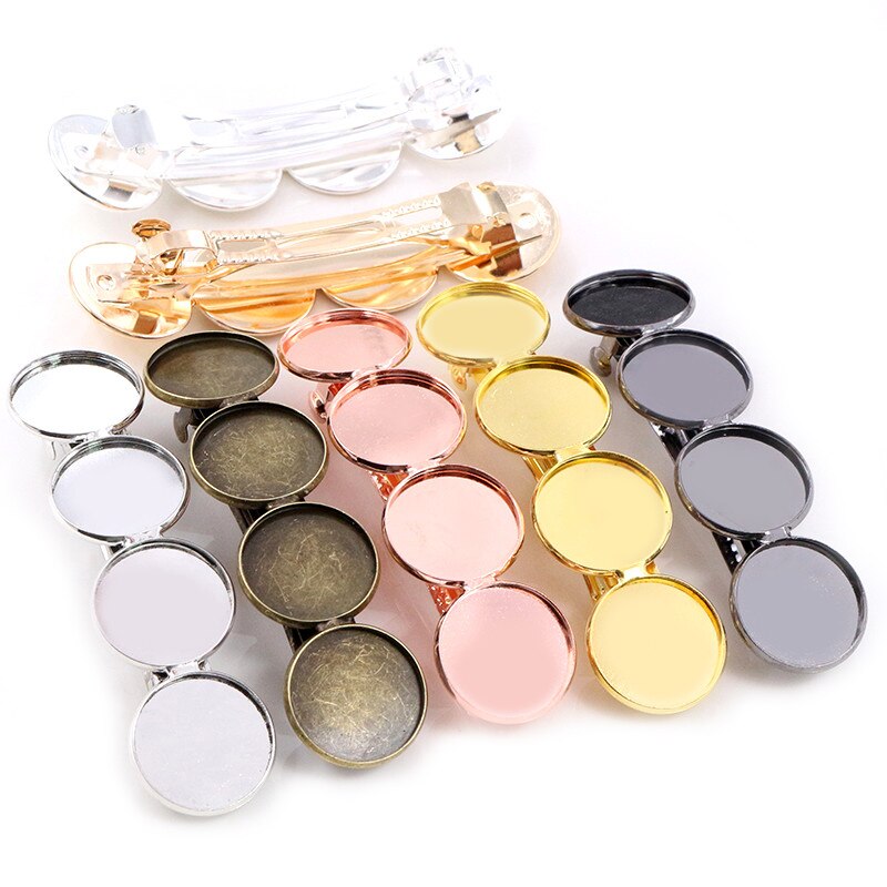 5pcs 20mm 12mm with 4 cameo Silver Plated / Bronze Gold Plated Copper Material Hairpin Hair Clips Hairpin Setting