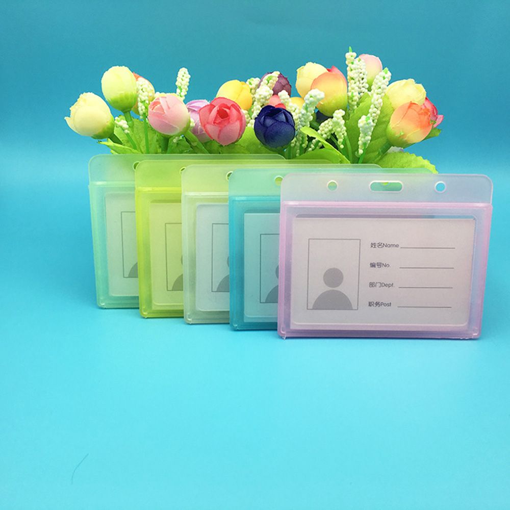 1PC Useful Hard Transparent Plastic ID Card Badge Holder Horizontal Employee Name Tag Accessories