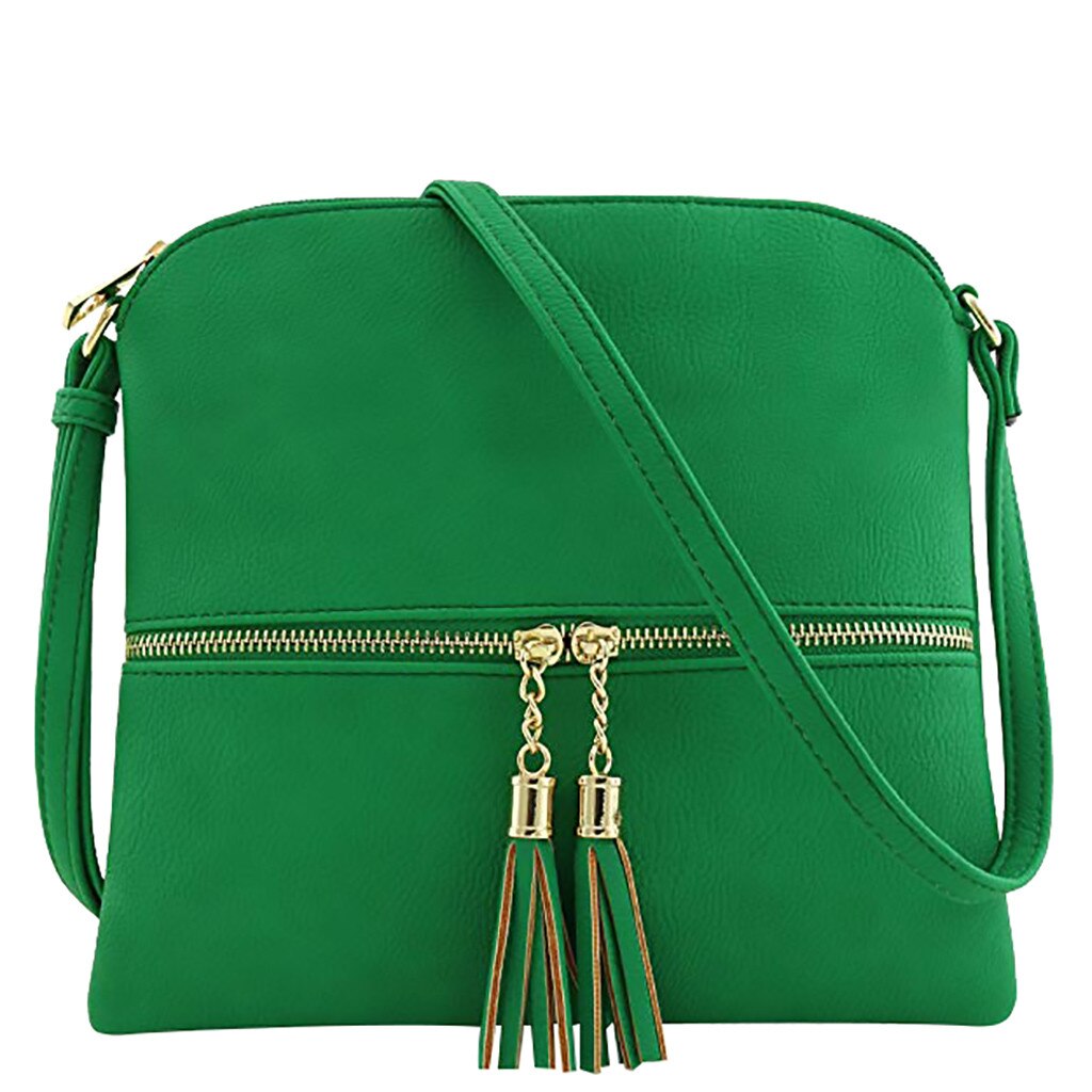 Frauen Leder Quaste Umhängetasche kleine Tasche für frauen mochila Reine Farbe Schulter Messenger Tasche brieftasche bolsos para mujer feminina: Green