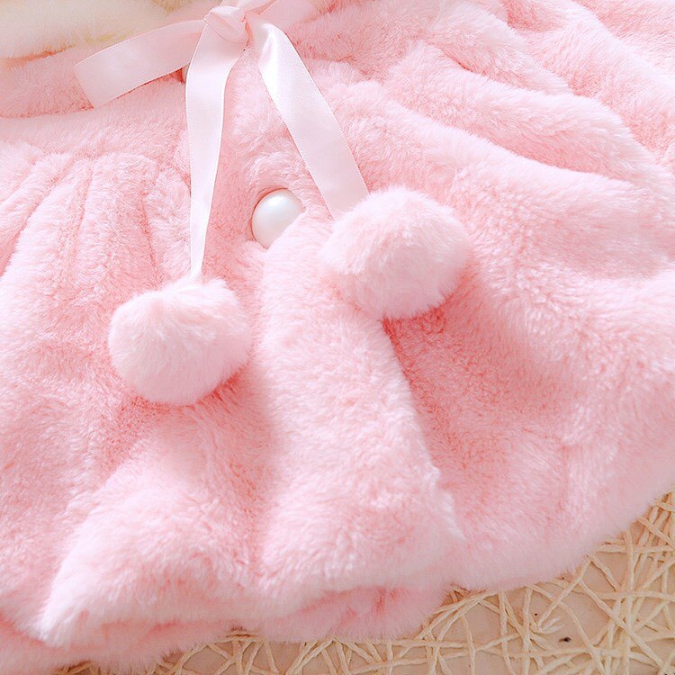 Baby flickor vinterjackor varm fuskpäls fleece kappa kanin öra huva ytterkläder barn jacka barn jacka för flickor kläder