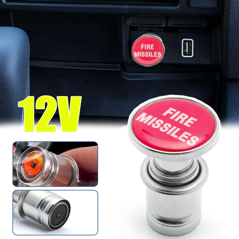 Red Universal Missiles Push Button Car Cigarette Lighter Replace Accessory Car Engine Start Stop Push Button