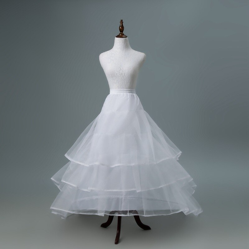 White Petticoat Train Crinoline Underskirt 3-Layers 2 Hoops Petticoat For Wedding Dresses Bridal Gowns CQ005