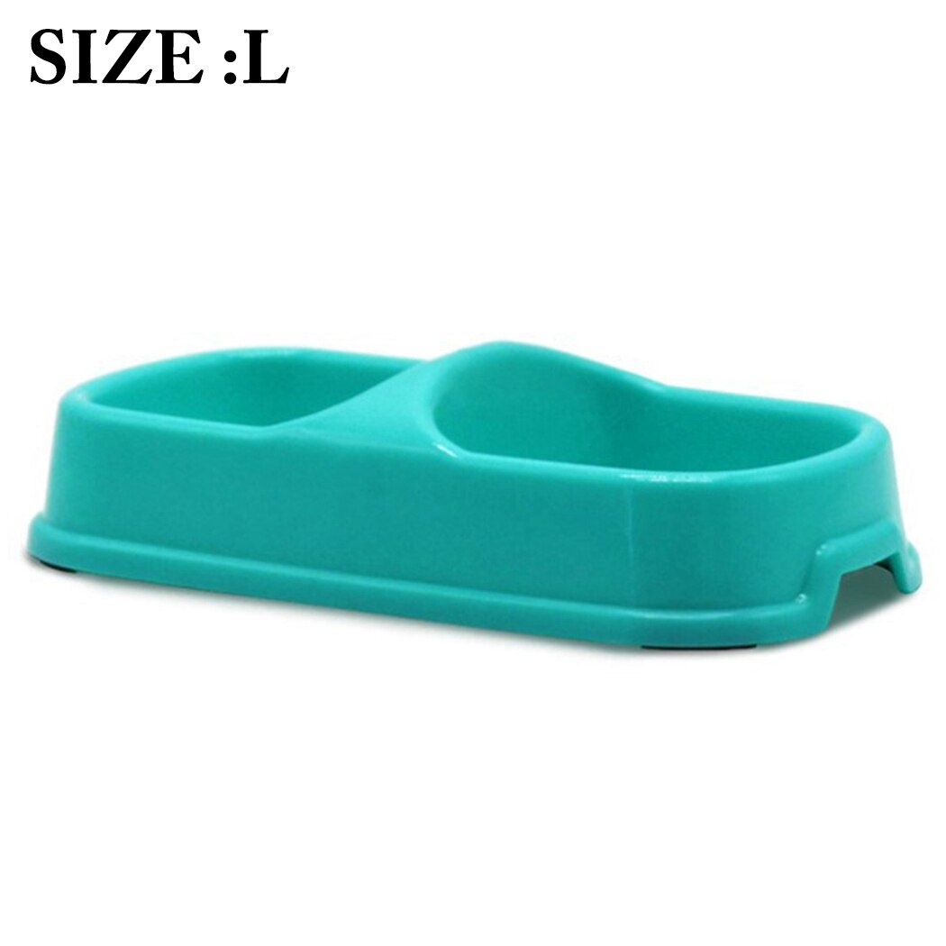 1PCS Pet Bowl Anti-skid Double-bowl Pet Food Bowl Pet Feeder Bowl PP Plastic Cat Bowl Non-slip Pet Feeders for Cats: L blue
