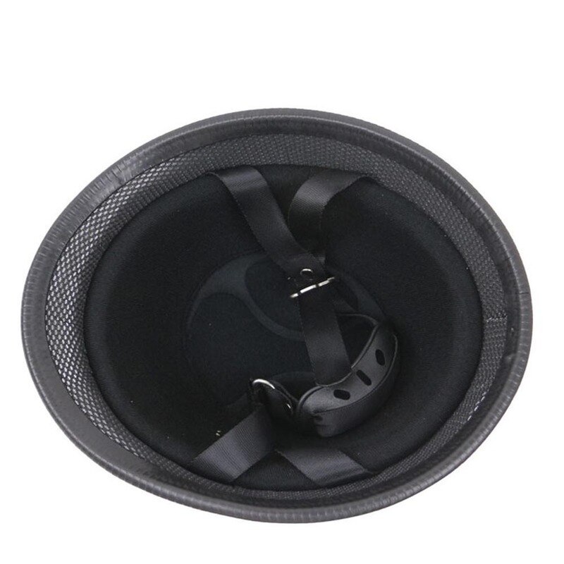 Leren motorhelm duitse open motorhelm chopper biker piloot 5 maten zwart