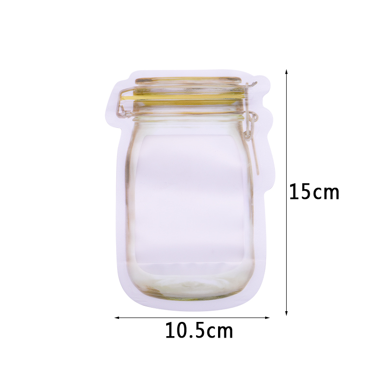Herbruikbare Mason Jar Flessen Tassen Noten Rits Zakken Koekjes Zak Afdichting Voedsel Saver Opbergzakken Thuis Keuken Organizer Ziplock Zakken: 5pcs B01