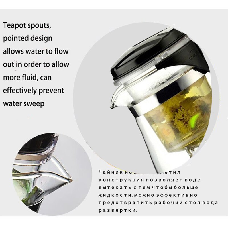 Heat Resistant Glass Teapot Chinese kung fu Tea Set Puer Kettle Coffee Glass Maker Convenient Office Tea Pot