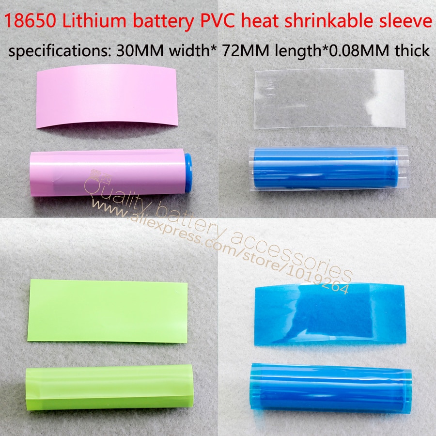 1 sectie 18650 batterij mouwen transparant blauw geïsoleerde krimpkous batterij case batterij skin PVC warmte krimpfolie