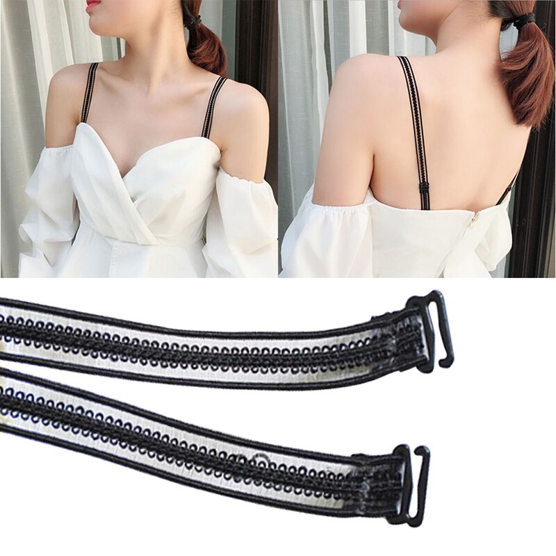 1 paire soutien-gorge décontracté bretelles Invisible évidé dentelle fleur Double bretelles antidérapant roman soutien-gorge bandoulière