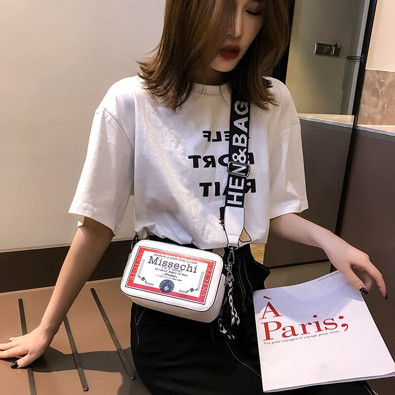 Donne mini Scatola di Sacchetto di Spalla di proprietà Petto Borsa con Tracolla per le donne 2020 Cinghia di Spalla larga Sacchetto Della Macchina Fotografica 2 strato di Stampa Borse