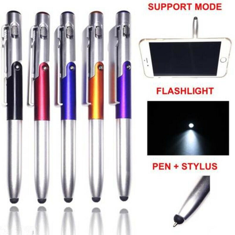 Bolígrafo plegable 4 en 1 para teléfono móvil, accesorio para Tablet, Stylus, linterna,