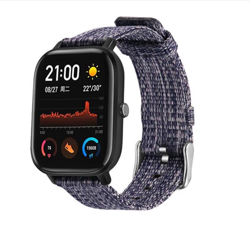 Pulseira de pulseira de lona de luxo para xiaomi huami amazfit gts relógio inteligente banda pulseira esporte substituição para largura 20mm