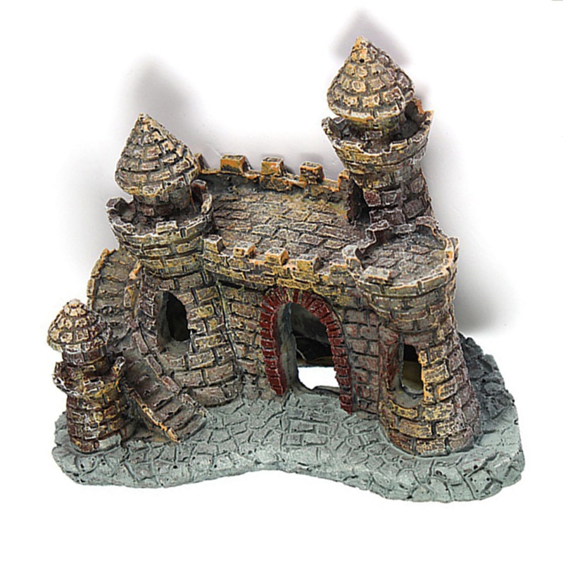 Aquarium Ornament Antique Castle Tower Fish Tank Landscape Resin Decoration