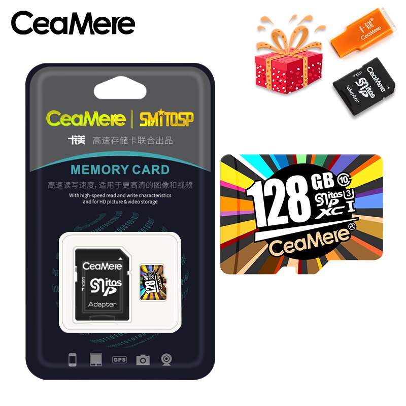 Ceamere micro sd-kort klass 10 uhs -1 8gb klass 6 16gb/32gb u1 64gb/128gb/256gb u3 minneskort flashminne microsd för smartphone: Sm-tf -xc128g