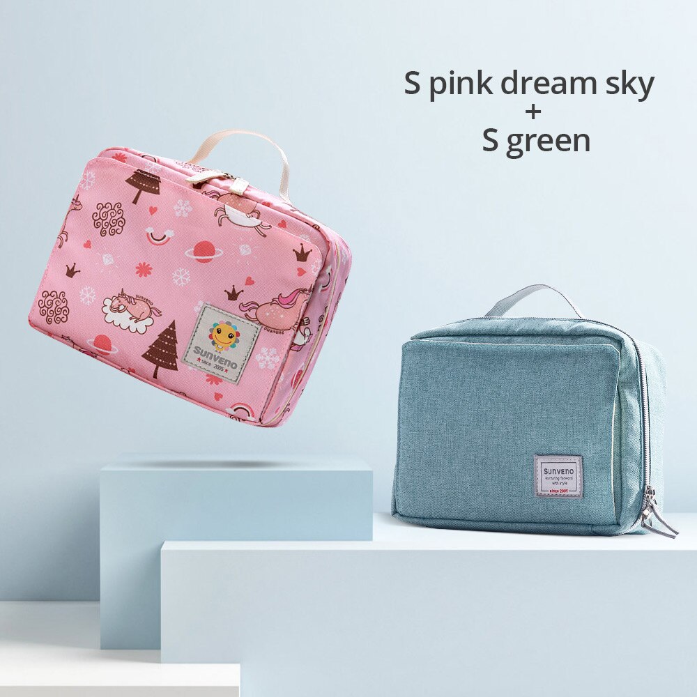 Sunveno Baby Diaper Bags Maternity Bag for Disposable Reusable Cosmetic Bag Wet Dry Diaper Bag Handle Wetbags Makeup Bags: Pinkdream Green