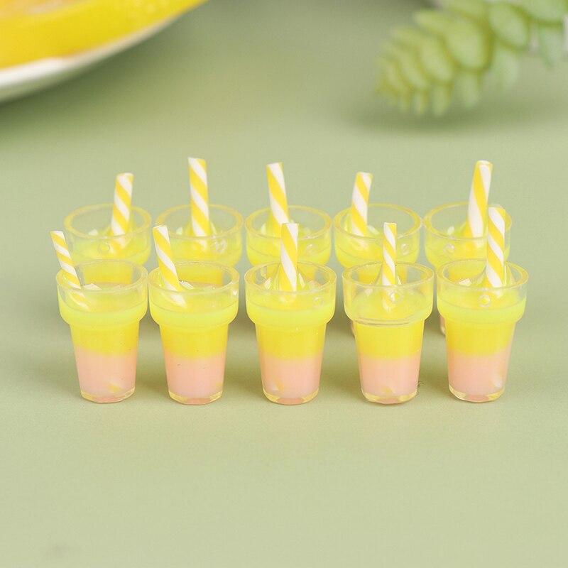 10Pcs 1:12 Poppenhuis Mini Drinken Beker Melk Thee Sap Drink Cup Pop Keuken Speelgoed: YL