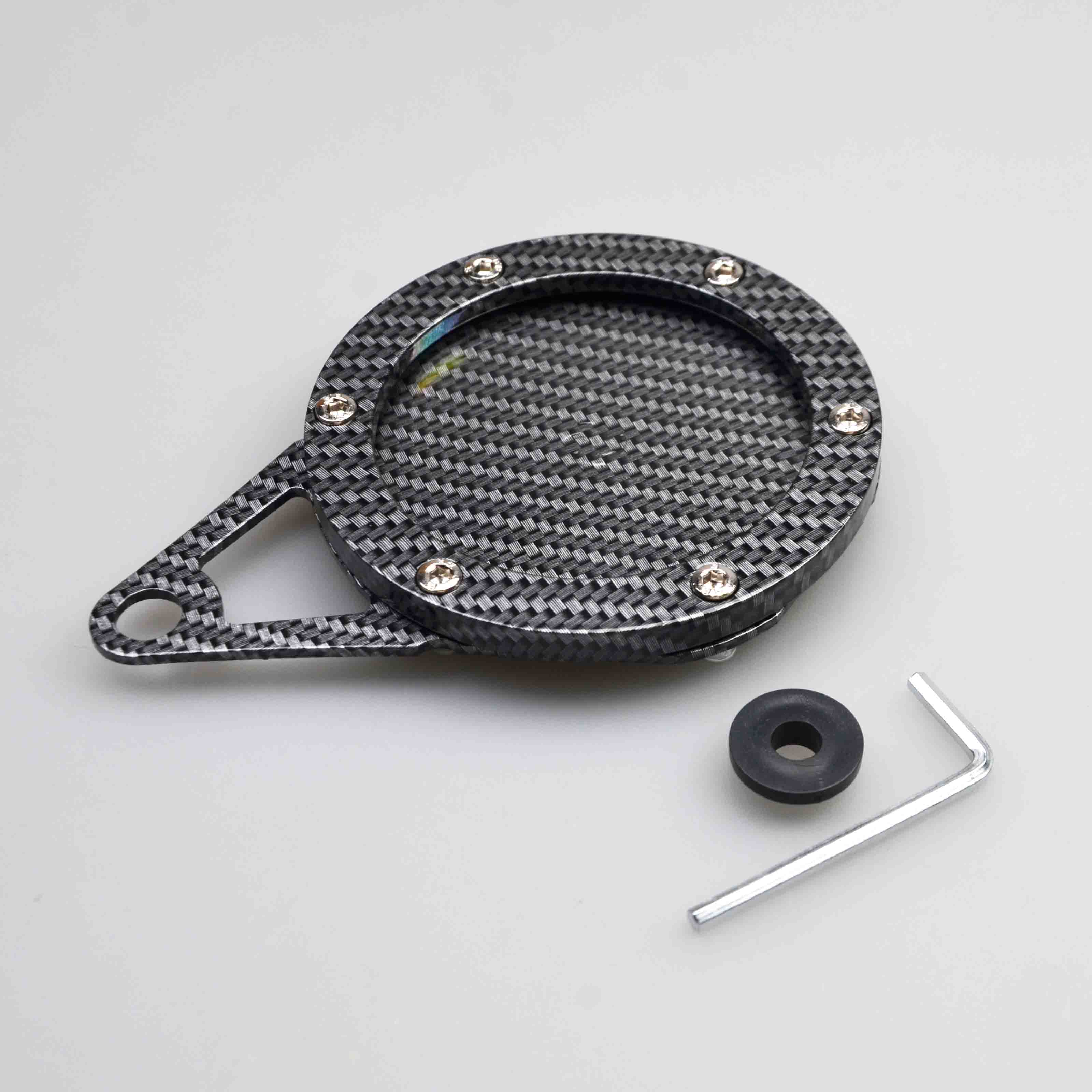 Motorcycle Carbon Tax Disc holder, Motorbike Universal Round Tax Disc Plate Holder Waterproof Carbon: Gold