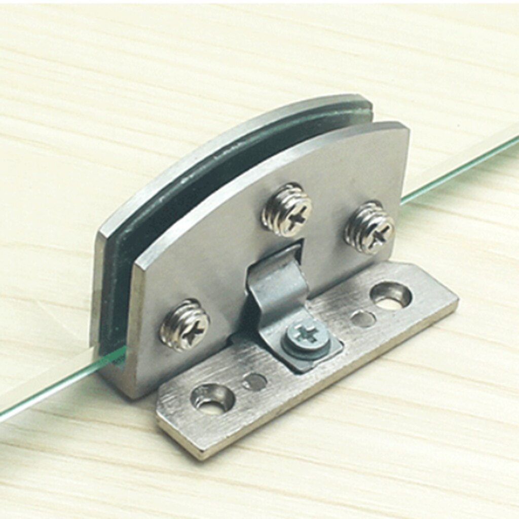 2Pcs Glass Door Hinge Display Cabinet Hinges Swivel Cupboard Hinges Plate Hardware