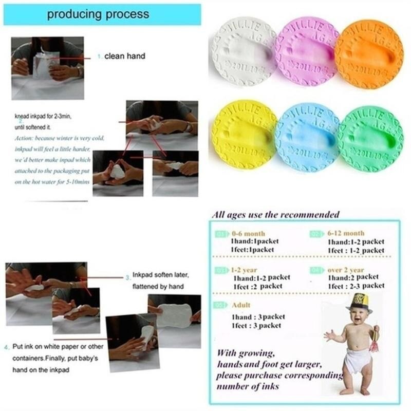 20g Parent-child Hand Inkpad Fingerprint Baby Care Air Drying Soft Clay Baby Handprint Footprint Imprint Kit Casting