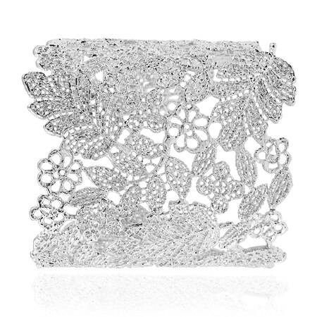 Bracciale Rigido Etnico - Diametro Interno Regolabile 7cm - Motivo Pianta - Placcato Oro/Argento/Bronzo: Argento B0219Z