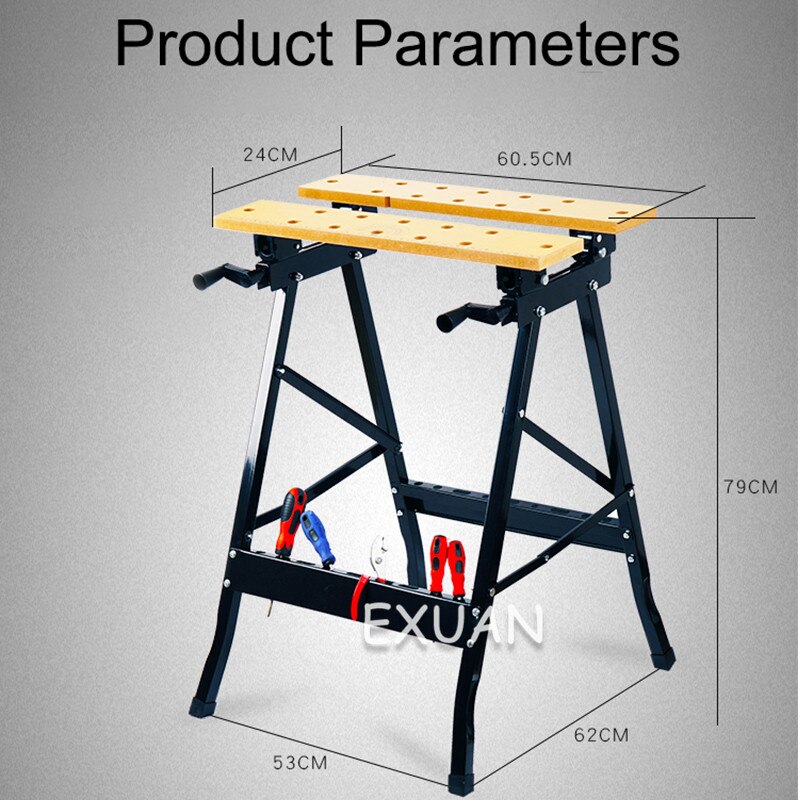Établi de menuiserie multifonctionnel pliable et inversé, table de travail du bois, scie de table portable, outils de décoration