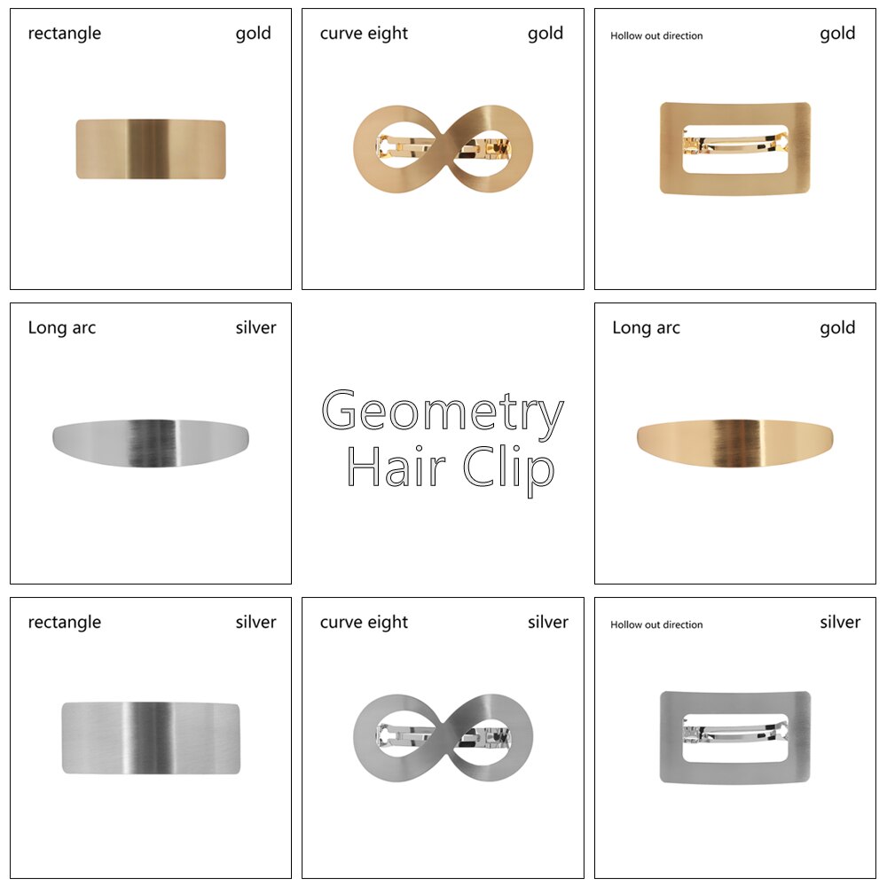 1PC European and American Style Woman Metal Hair Clip Lazy Wind Geometry Hair clip Horsetail Clip Girls Hair Styling Accessories