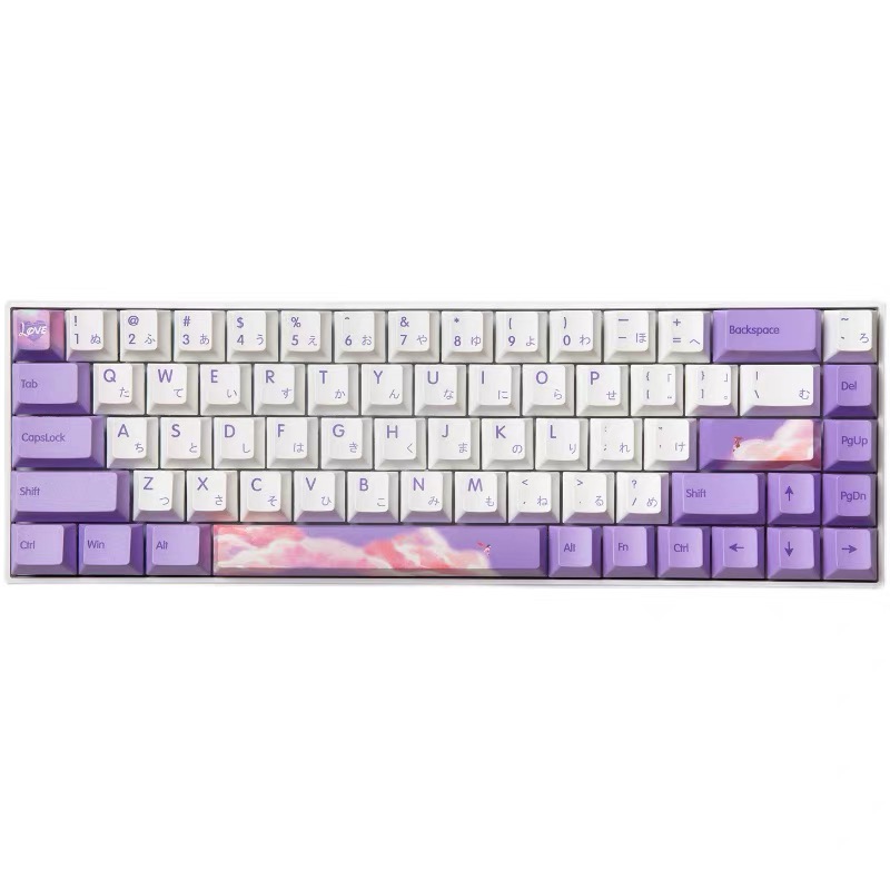 139 Keys Cherry Profile DYE-Sub Japanese PBT Keycap Purple White Theme Minimalist Style For GMMK Pro Cherry Mechanical Keyboard