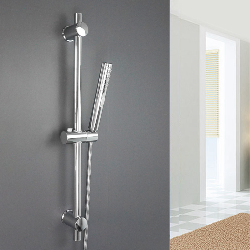 Chrome Shower Sliding Bar Wall Mounted Shower Bar Adjustable Sliding Rail Set Multi Function Hand Shower Head with 1.5M Hose