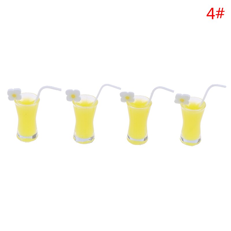 4pcs 1/12 Dollhouse Miniature Resin Cocktail Cup Drink Glass Toy Doll House Decoration 1:12 Simulation Room Furniture Toys