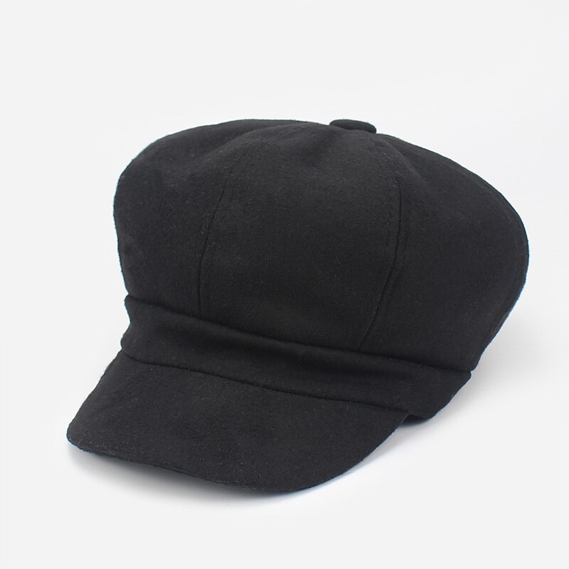 Retro vinter kvinnlig basker duckbill murgröna keps kvinna flicka platt cabbie newsboy varm hatt svart / vin konstnär bomull kvinnor hatt: C