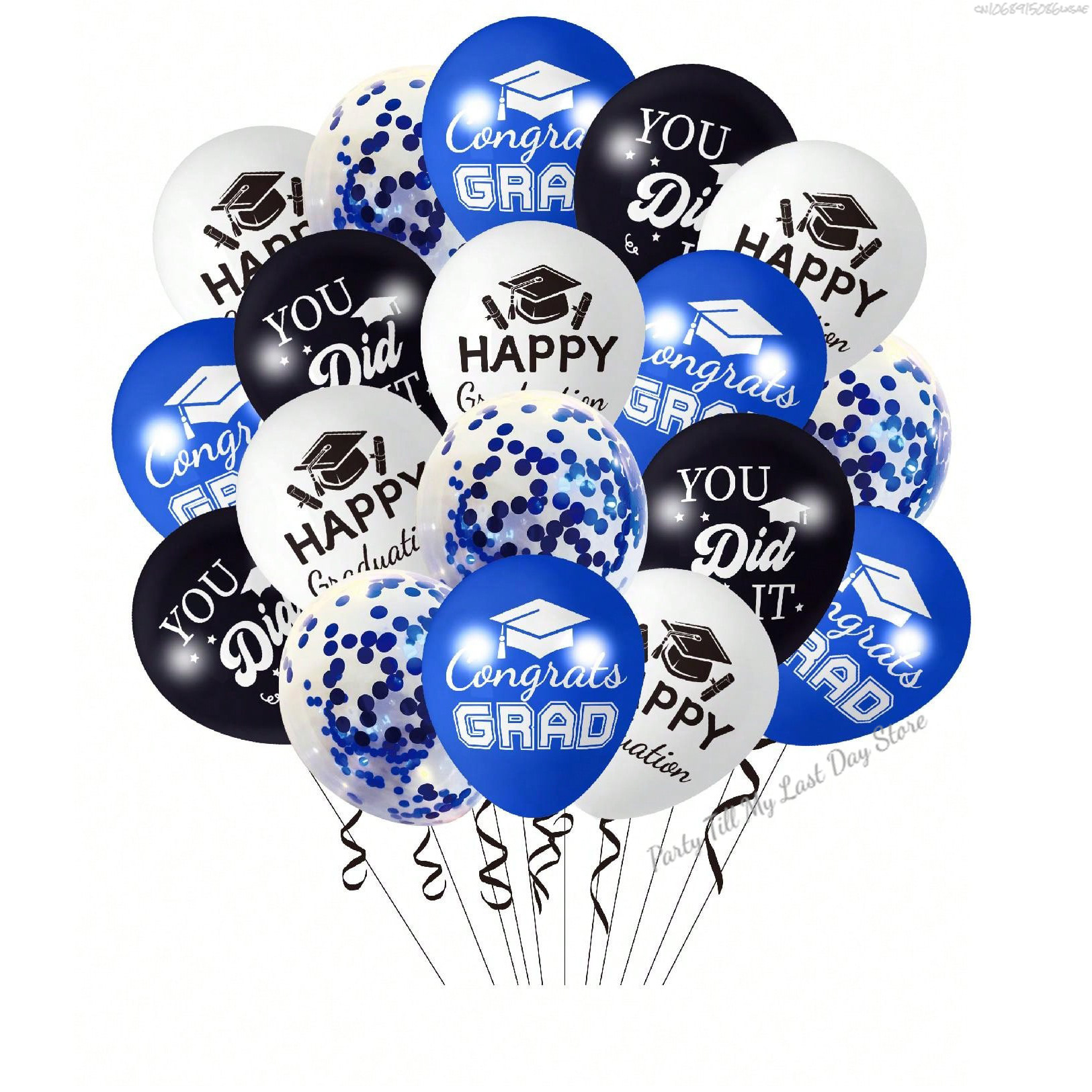 14 stk. lykønskningballoner guld sort latexballon med konfetti dimissionsfest dekoration tilbehør dimittend: Rosenrød