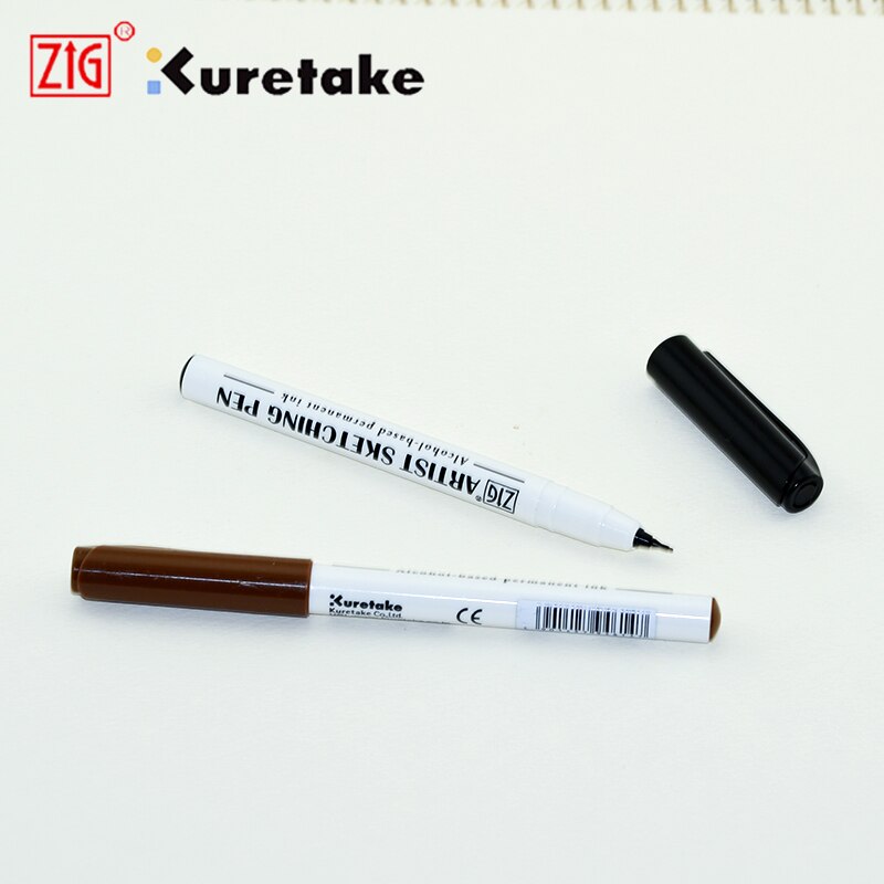 ZIG Markers Artist Sketching Pen Kuretake Brush Pen 0.6mm Alcohol based Permanent Ink Black Brown Japan