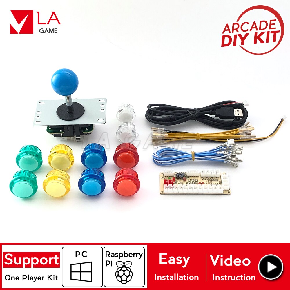 arcade diy kit for 1 player placa zero delay arcade to PC Rasberry Pi 4 bartop arcade game machine snap in buttons