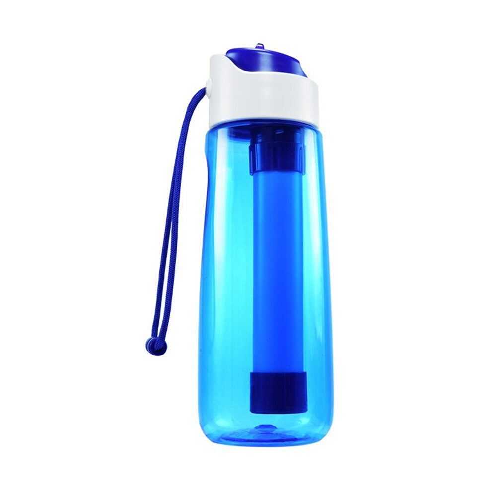 Taza de filtro de paja de gran capacidad, equipo de supervivencia para acampar y senderismo al aire libre, purificador de agua de emergencia, botella de bebida para beber, 750ml: Blue