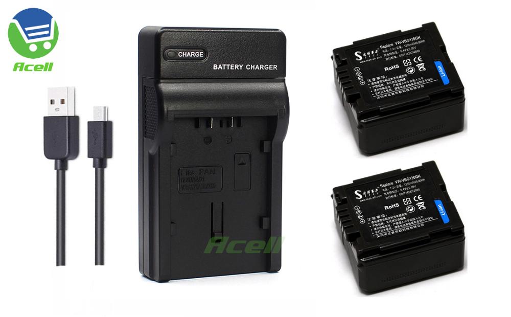 VW-VBG130 VW-VBG070A Battery for Panasonic HDC-SD10 SD3 SD5 SD7 SD8 TM10 SDR-H40 H48 H50 H60 H68 DMC-L10K AG-HSC1UMC Camcorder: 2Battery 1Charger