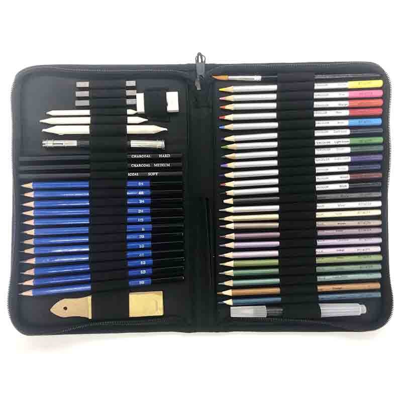 Coffret De 27 Crayons à Dessin WIYETY - Graphite, Fusain, Rallonge - Pour Débutants, Artistes, Croquis - Étui Portable
