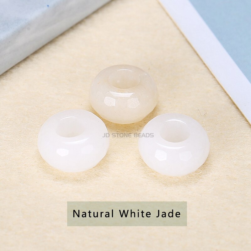 10 pz/lotto sfaccettato naturale grande foro agata perline abaco pietra naturale dimensioni 13x7mm per la creazione di gioielli collana foro 6mm all'ingrosso: Natural White Jade