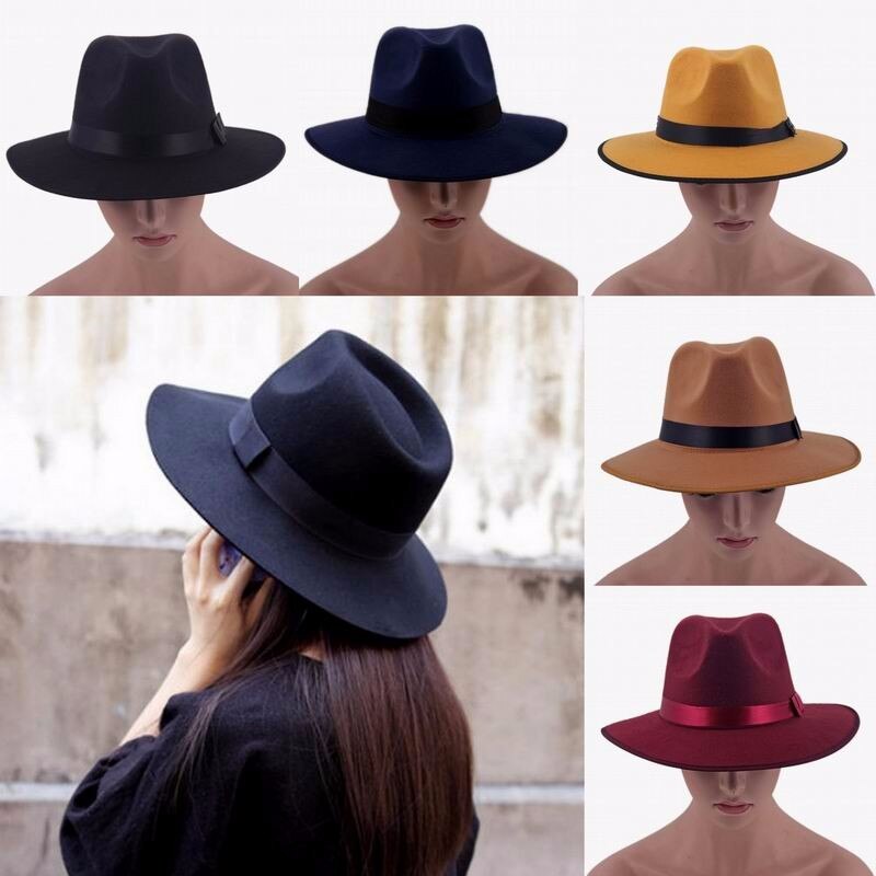 Vintage sombrero Derby vaquero Casual gran sombrero con visera de Jazz sombreros Fedora Sombrero de Panamá para hombres mujeres Unisex accesorios genial