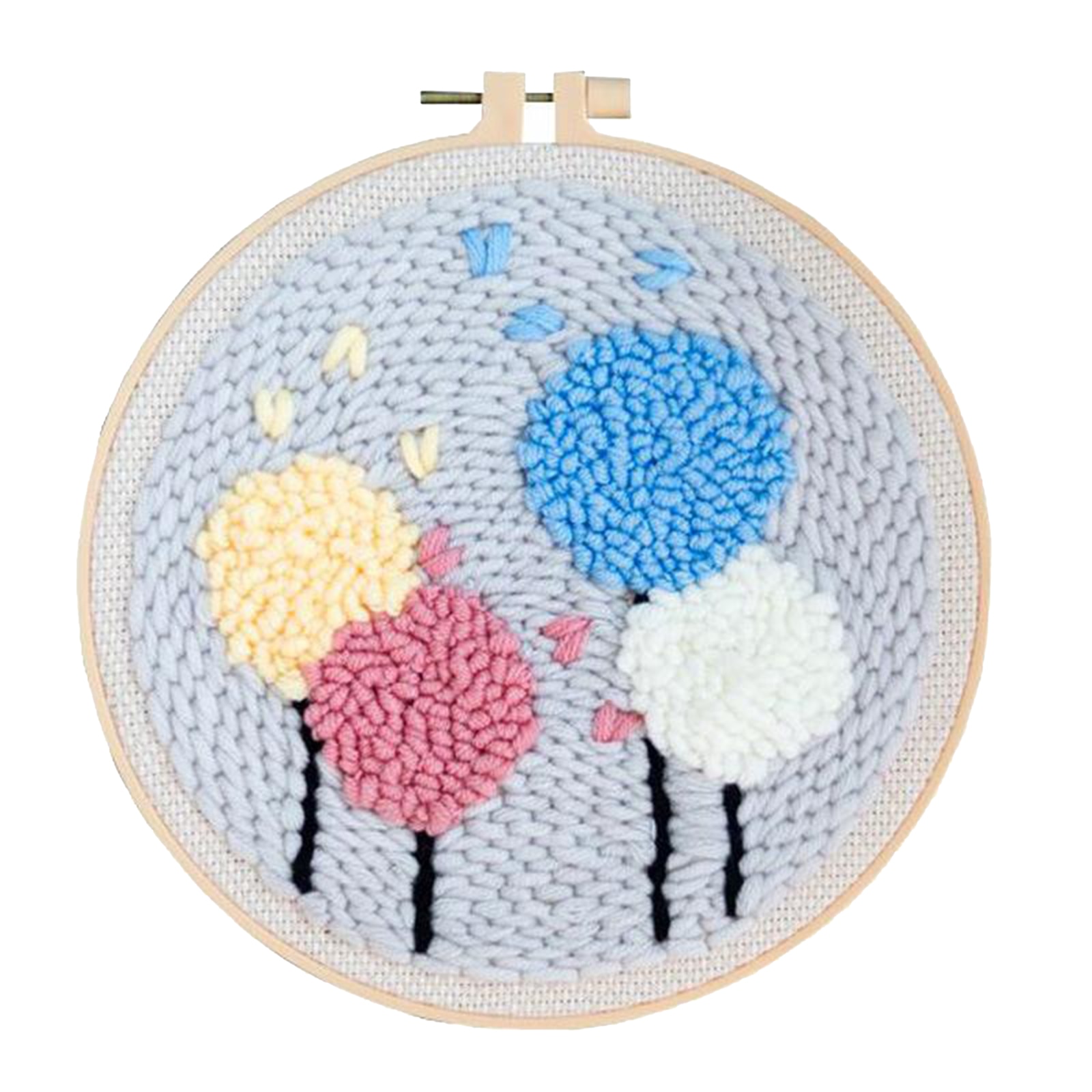 1 Set Punch Embroidery DIY Needlework Kits Hoop Needlecraft Beginners Pre Print Pattern Punch Needle Kits for Beginner