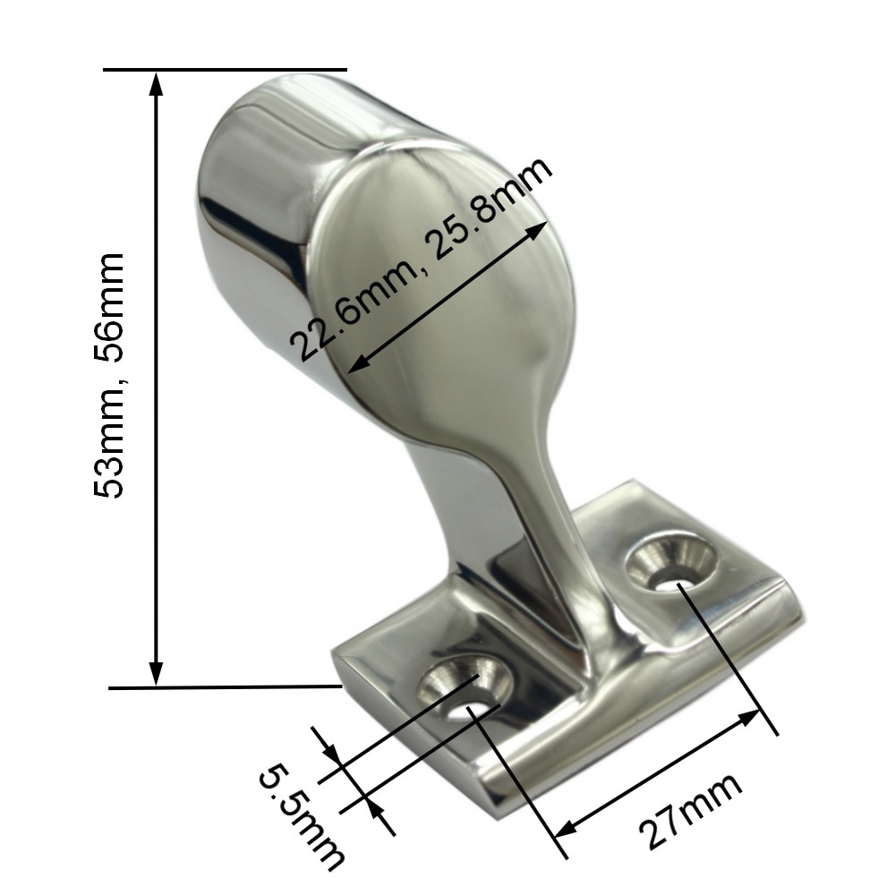 2PCS Stainless Steel 316 Hand Rail Fitting Left Front Center Right End Stanchion 7/8 inch 1 inch For Boat 22mm And 25mm Tube
