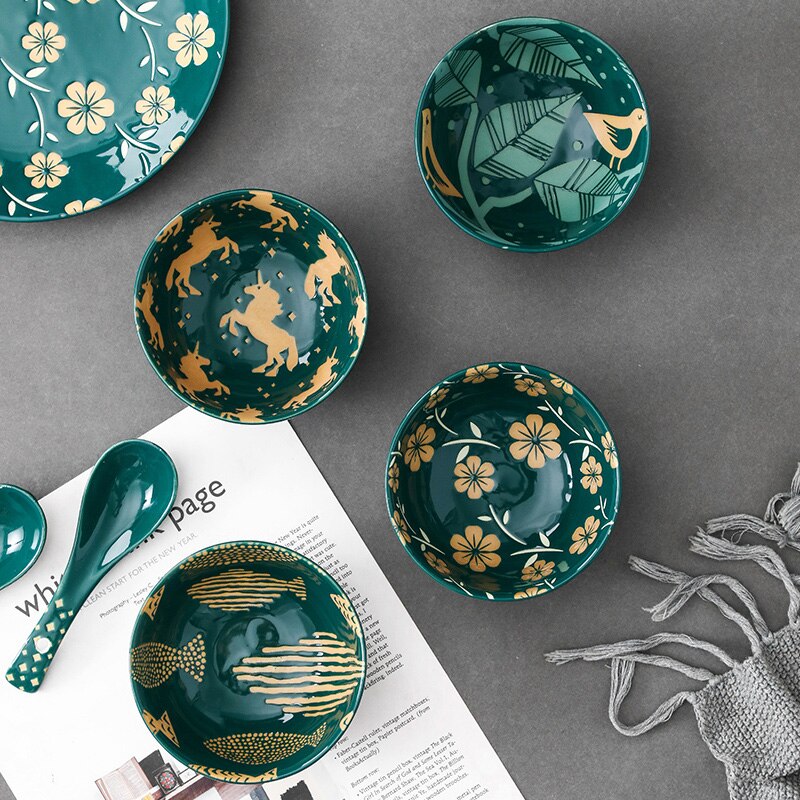 FANCITY Ceramic bowls, rice bowls, simple breakfast bowls, home combined meals