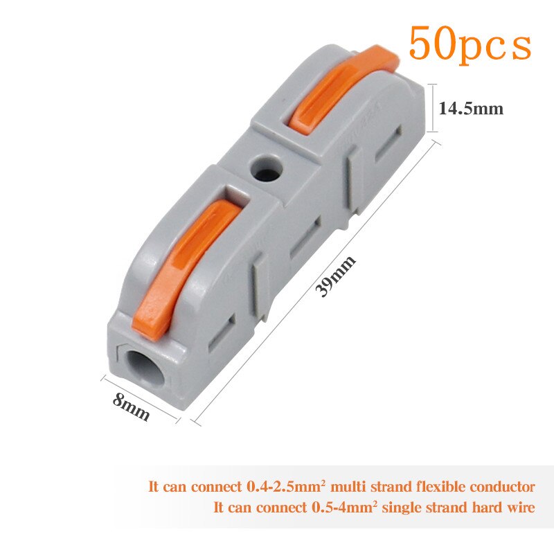 75pcs Electrical Wire Connector Terminals Universal Fast Terminal Household For Connection Wire Lamp Wiring Terminal Connection: 50PCS 1 in 1