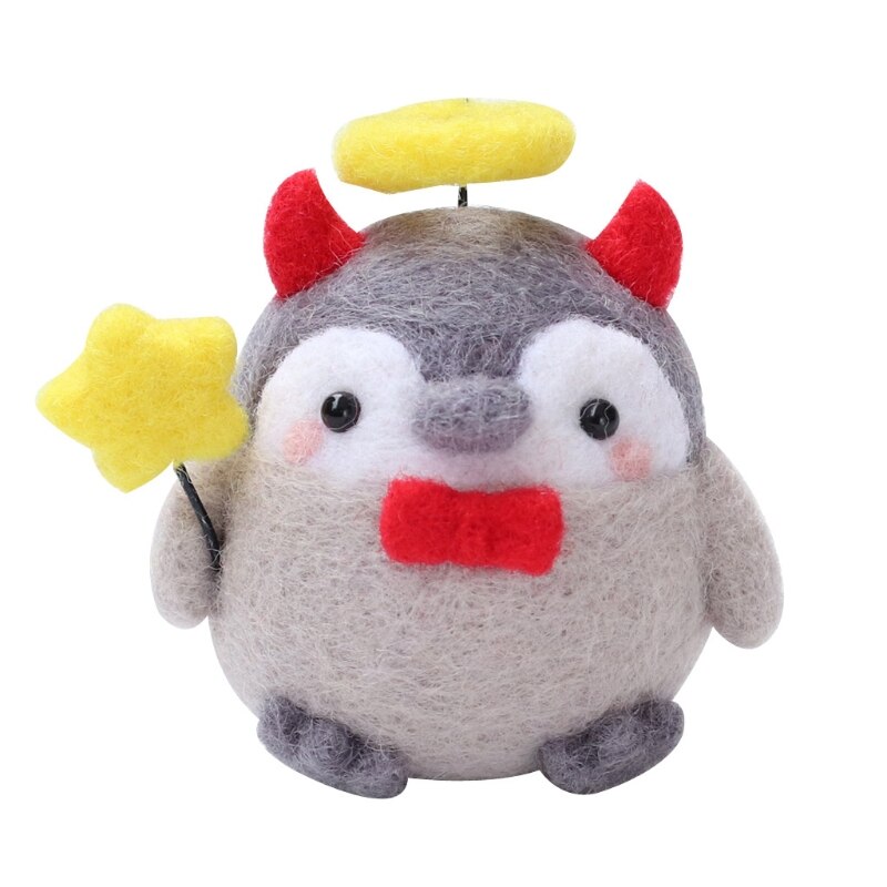 Cute Animal Cartoon Wool Doll Felt Craft DIY Unfinished Poked Handcraft Kitting: C