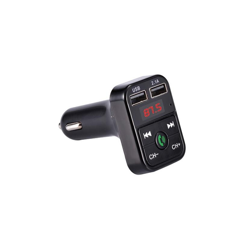 Handsfree transmisor fm bluetooth bilsett fm radiosender bil  mp3 spiller usb lader hurtiglading mobiltelefon modulator: Svart