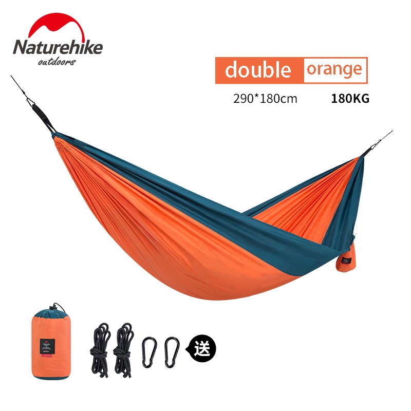 Naturehike-hamaca portátil para acampar al aire libre, para adulto, para senderismo, individual, doble, ultraligera: Double Orange