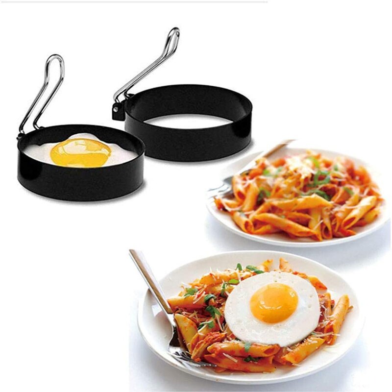 Máquina para hacer tortillas de acero inoxidable, 2 anillos de huevo antiadherentes profesionales, moldes perfectos para tortillas y bocadillos Utensilios de cocina