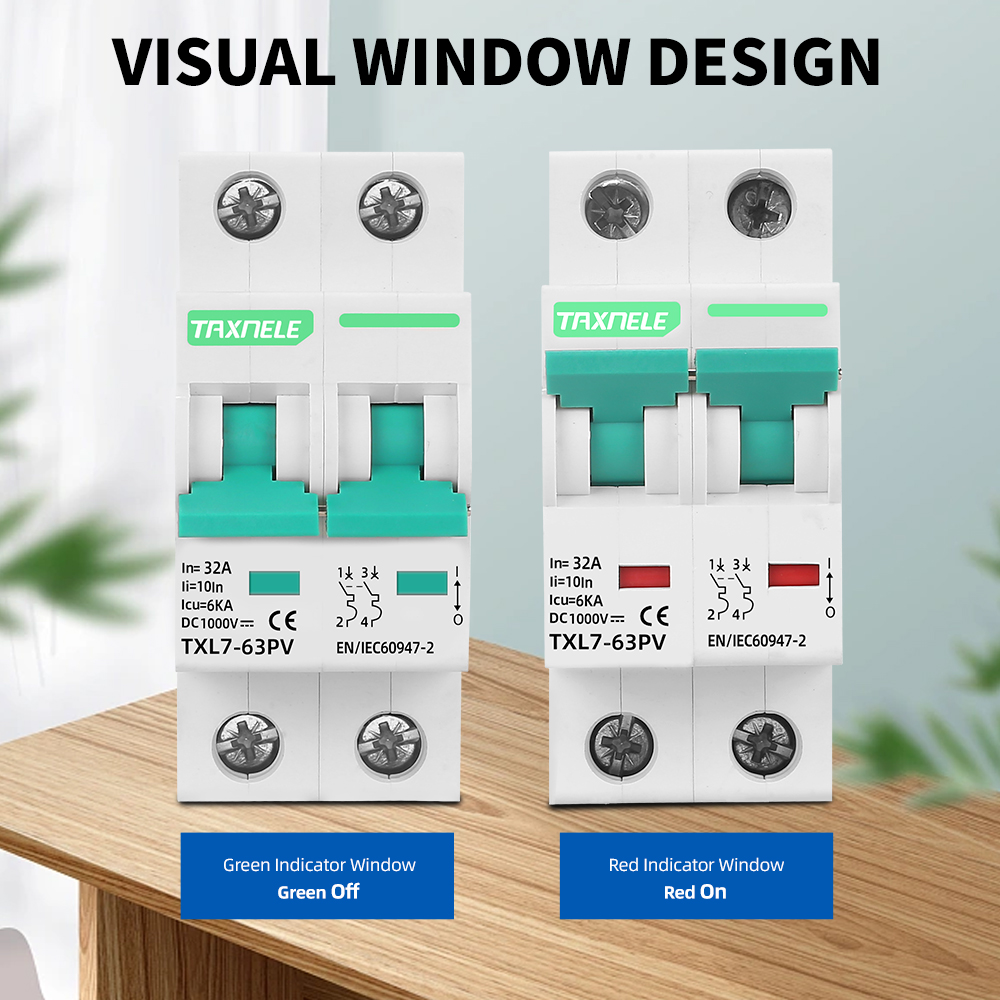 2P DC 1000V L7 MCB Solar Mini Circuit Breaker Overload Protection Battery Switch 10A 16A 20A 25A 32A 40A 50A 63A Photovoltaic PV